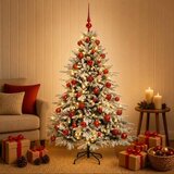  Umjetno božićno drvce s kuglicom 120 cm 150 LED lampica - Zelena i bijela 120 cm s LED-ima i crvenim lopticama | shoptok.hr
