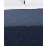 Oyo Concept Tamnoplavi pamučni prekrivač za bračni krevet 200x220 cm Trenza -