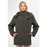 River Club Women's Khaki Lined Camel Hooded Water And Windproof Winter Coat & Parka cene
