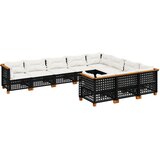  10-dijelni set vrtnih sofa s jastucima crni od poliratana Crna 63.5 x 63.5 x 62 cm | shoptok.hr