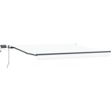 vidaXL Ročna Retraktibilna Tenda z LED Belo 450x300 cm, Tenda za zamenjavo tkanine za okvir 4.5x3 m Bela | Shoptok.si