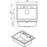 Ferro SUDOPERA GRANITNA FERRO 580X480 1 BEŽ SA POP-UP SIFONOM fI115 | Eponuda.com
