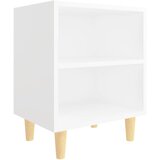 Furnova Nočna omarica z lesenimi nogami bela 40x30x50 cm, (21927062) | Shoptok.si