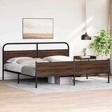 Metalni Kovinski posteljni okvir brez vzmetnice rjavi hrast 193x203 cm, (21611809) | Shoptok.si