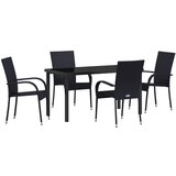 vidaXL 5-delni vrtni jedilni set črn poli ratan, (22087248) | Shoptok.si