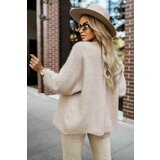 numoco basic 631-1 Stylish cardigan made of soft sweater knit - beige | shoptok.hr