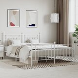 Maison Chic Kovinski Posteljni okvir - Dvoposteljna postelja - Zakonska postelja z vzglavjem in vznožjem bel 180x200 cm, (21695758) | Shoptok.si