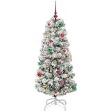 vidaXL Umetno Zložljivo Božično Drevo Zelena in bela 150 cm PVC | Shoptok.si