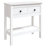 Maison Chic konzolna miza - miza ob steni bela 75x35x75 cm trdna borovina, (21786630) | Shoptok.si