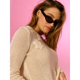 Sinsay Pamučni čipkasti pulover s izvezenim cvjetovima | shoptok.hr