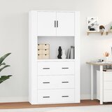 Maison Chic Visoka omara - Komoda - Predalnik bel inženirski les, (21715621) | Shoptok.si