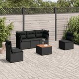vidaXL 6-dijelni set vrtnih sofa s jastucima crni od poliratana | shoptok.hr