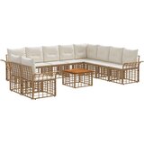  Set vanjskih sofa 11 pcs Prirodna i krema bijela Poliester - Prirodna i kremasto bijela sa stolom | shoptok.hr