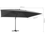 vidaXL Konzolni vrtni suncobran LED sa stupom 400 x 300 cm antracit | shoptok.hr