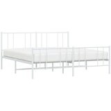 vidaXL Kovinski posteljni okvir z vzglavjem in vznožjem bel 183x213 cm | Shoptok.si