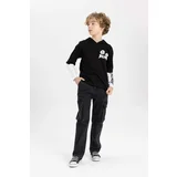 Defacto Boy's Cargo Fit Straight Leg Jean Trousers