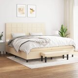 Krevet s oprugama i madracem krem 200 x 200 cm od tkanine | shoptok.hr