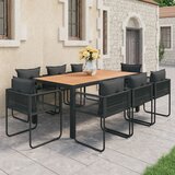  9-dijelni vrtni blagovaonski set od PVC ratana crno-smeđi | shoptok.hr
