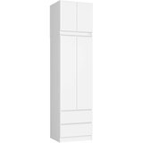 AKORD Garderobna Omara Z Nadgradnjo, 2 Vrata In 2 Predala, Bela, (5000331682) | Shoptok.si