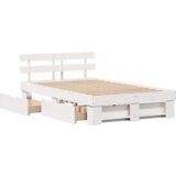 vidaXL Krevetni okvir s Ladicama Bijeli 135x190 cm Masivna Borovina | shoptok.hr