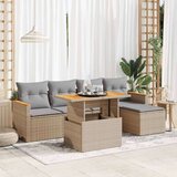 vidaXL 6-dijelni set vrtnih sofa s jastucima bež od poliratana bagrem | shoptok.hr
