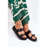 Boto Womens Platform Slippers With Golden Buckles Black Wernone | Shoptok.si