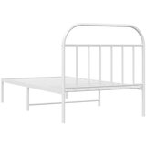 vidaXL Kovinski posteljni okvir z vzglavjem bel 107x203 cm | Shoptok.si