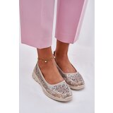 EVENTO Leather Perforated Lightweight Ballerinas Gold Leaneila Cene