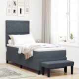 vidaXL vzmetnica s posteljo in klopjo temno siva 80x200 cm žamet | Shoptok.si
