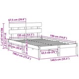  Krevetna konstrukcija Bijelo 135 x 190 cm Čvrsto borovo drvo | shoptok.hr