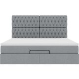vidaXL Otomanski posteljni okvir z vzmetnico siv 180x200 cm blago | Shoptok.si