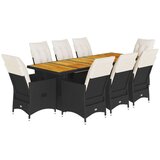  9-dijelni vrtni bistro set od poliratana s jastucima crni | shoptok.hr