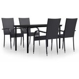  5-dijelni vrtni blagovaonski set s jastucima crni Crna Dužina stola 140 cm | shoptok.hr