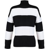 Trendyol Black Wide Pattern Soft Texture Zippered Knitwear Sweater | Eponuda.ba