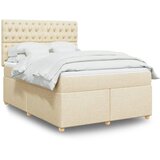  Krevet s oprugama i madracem krem 160x200 cm od tkanine | shoptok.hr