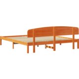 Krevet s uzglavljem Ulaštena smeđa 200x200 cm Čvrsto borovo drvo | shoptok.hr