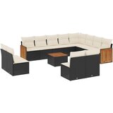  13-dijelni set vrtnih sofa s jastucima poliratan crni | shoptok.hr
