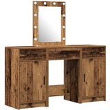  3-delni set vanity mize z LED lučmi iz starinskega lesa in inženirskega lesa, (22067579) | Shoptok.si