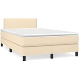  Box spring postelja z vzmetnico krem 120x200 cm blago, (20726529) | Shoptok.si