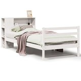 vidaXL Krevet s regalom z knjige bez madraca bijeli 100x200cm borovina | shoptok.hr