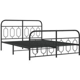 vidaXL Kovinski posteljni okvir z vzglavjem in vznožjem črn 150x200 cm, (21251420) | Shoptok.si