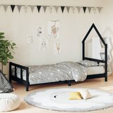  Okvir za dječji krevet crni 90 x 190 cm od masivne borovine | shoptok.hr