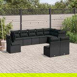 vidaXL 10-dijelni set vrtnih sofa s jastucima crni od poliratana | shoptok.hr