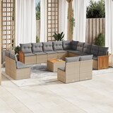 vidaXL 14-dijelni set vrtnih sofa s jastucima poliratan Bež | shoptok.hr