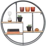 CARRYHOME stenski regal 69,5/69,5/16,5 cm črna, barve hrasta | Shoptok.si