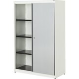 mauser Omara z drsnimi vrati, VxŠxG 1516 x 1000 x 432 mm, jeklena plošča, 3 police, čista bela / aluminijasto siva / čista bela | Shoptok.si