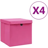  Kutije za pohranu s poklopcima 4 kom 28 x 28 x 28 cm ružičaste
