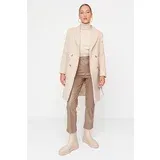 Trendyol Stone Belted Wool Cachet Coat