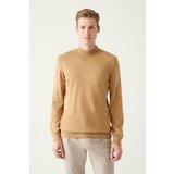 Avva Men's Beige Half Turtleneck Wool Blended Standard Fit Normal Cut Knitwear Sweater Cene