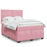 vidaXL Box spring postelja z vzmetnico roza 140x200 cm žamet | Shoptok.si
